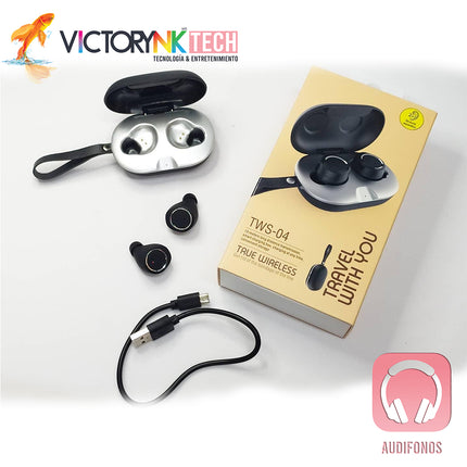 Audífono in ear tipo samsumg, manos libres bluetooth free earbuds 10m con estuche textura metalizada OneDer TWS04