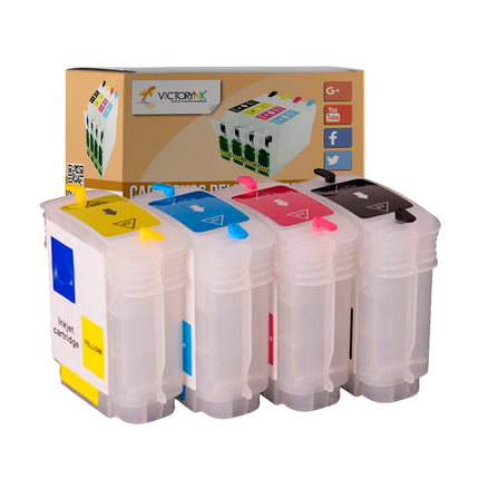 Cartucho Recargable 10 Negro y 11 Color Para Hp 10PS, 20PS, 50PS, 70, 100, 100PLUS, 110, 110PLUS, 110PLUS NR, 110PLUS R, 111, 120, 120NR, 500 24-IN, 500 42-IN, 500PS 24-IN, 500PS 42-IN, 510 24-IN, 510 42-IN, 800 24-IN, 800 42-IN, 800PS 24-IN, 800PS