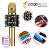 Micrófono-bocina para karaoke con Bluetooth modificador de voz, sincronizable dos micrófonos, sonido echo led Kinkete D168